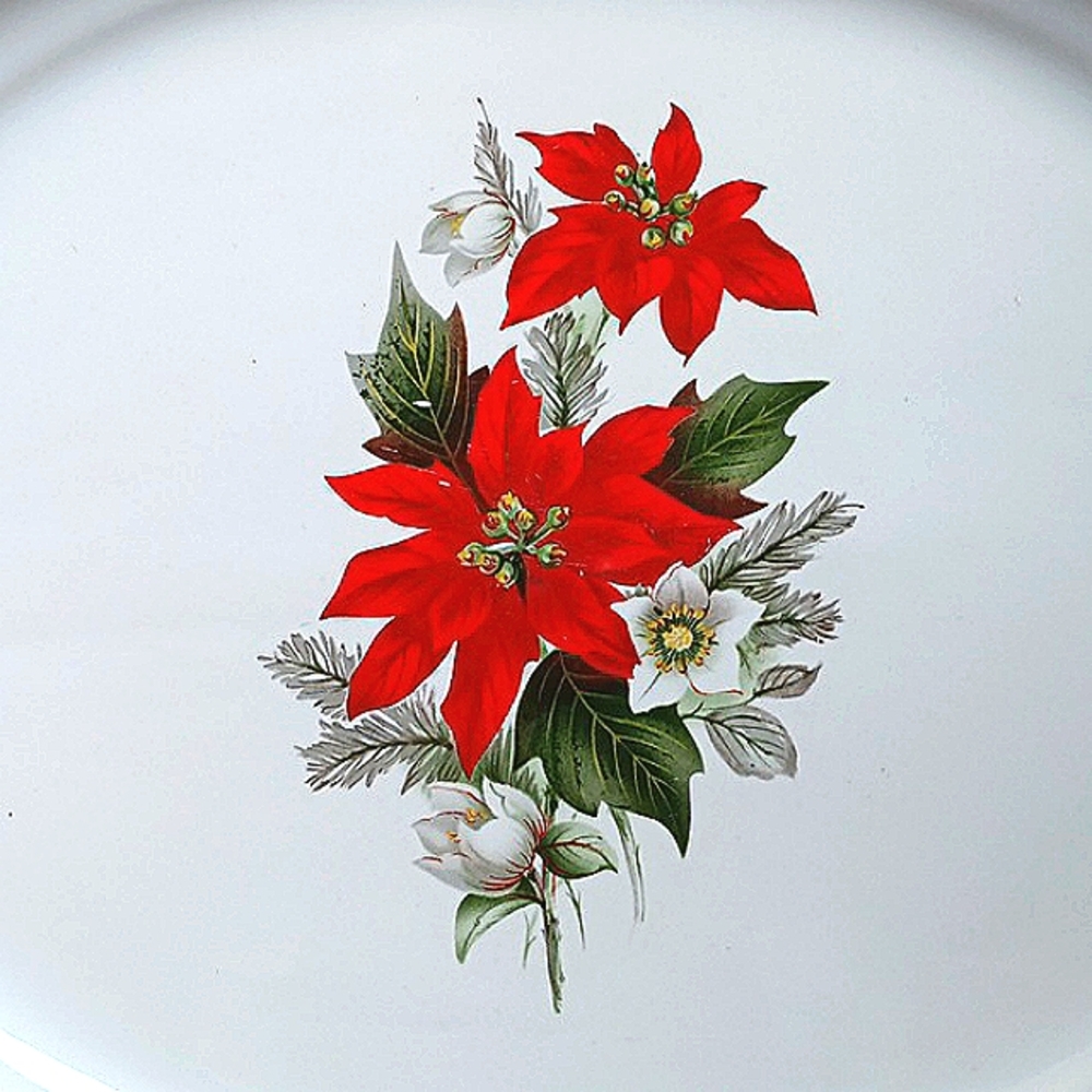 SALE Treasure Craft microwave ovenware holiday poinsettia serving tray